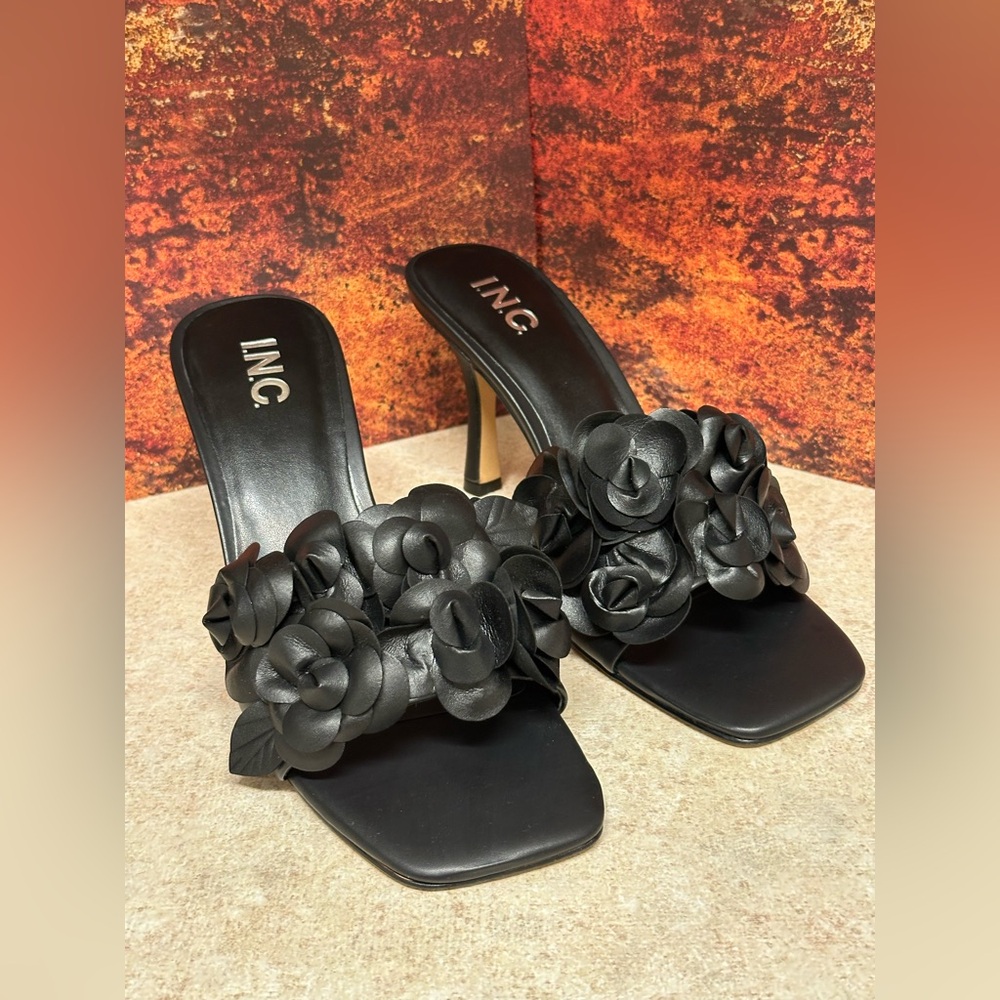 INC International Concepts Black Rose Women's Heels